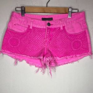 Billabong Pink Frayed Denim Shorts